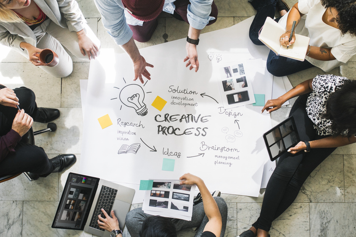 image of a team working on a design 